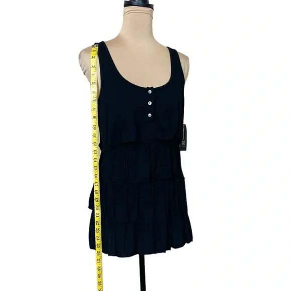 NWT INC International Concepts Black Tiered Tank Top (TSE-V) - Picture 4 of 9